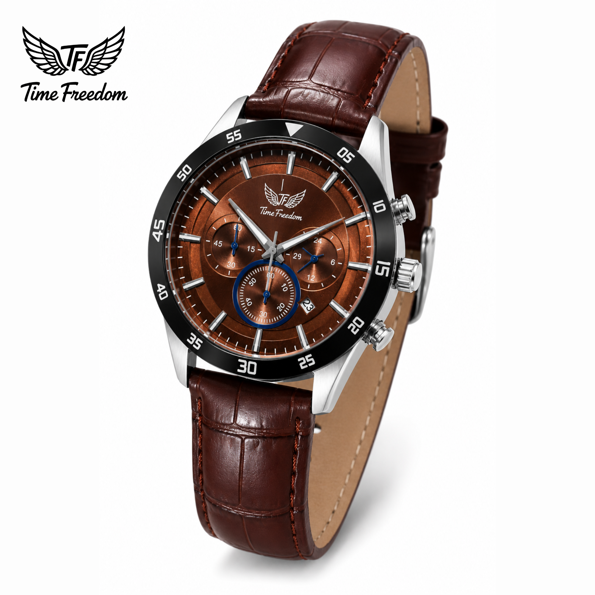 Time Freedom men's chronograph watch with steel bracelet