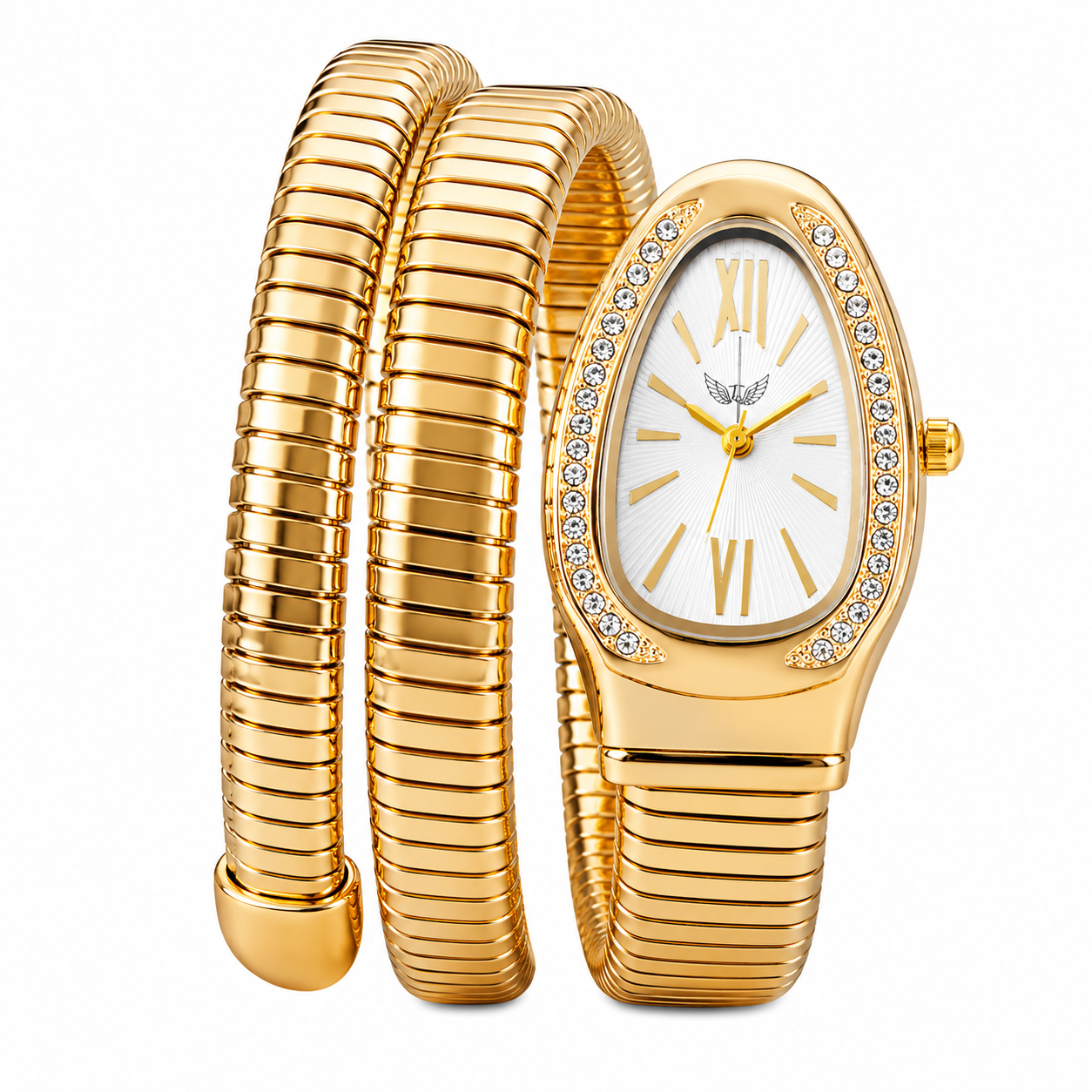 Time Freedom women's gold wrap watch with crystal-set bezel